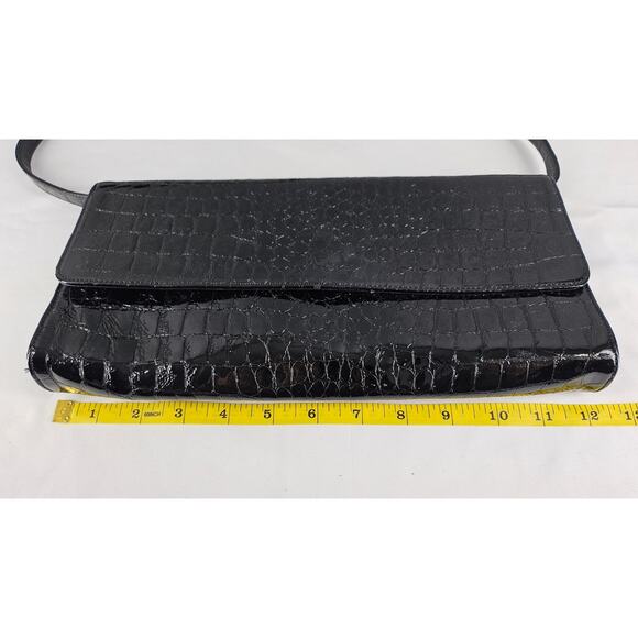 CARLOS FALCHI VINTAGE RARE BLACK CROC HANDBAG W/ SNAP CLOSURE 12.5" L X 6" H - Picture 11 of 14